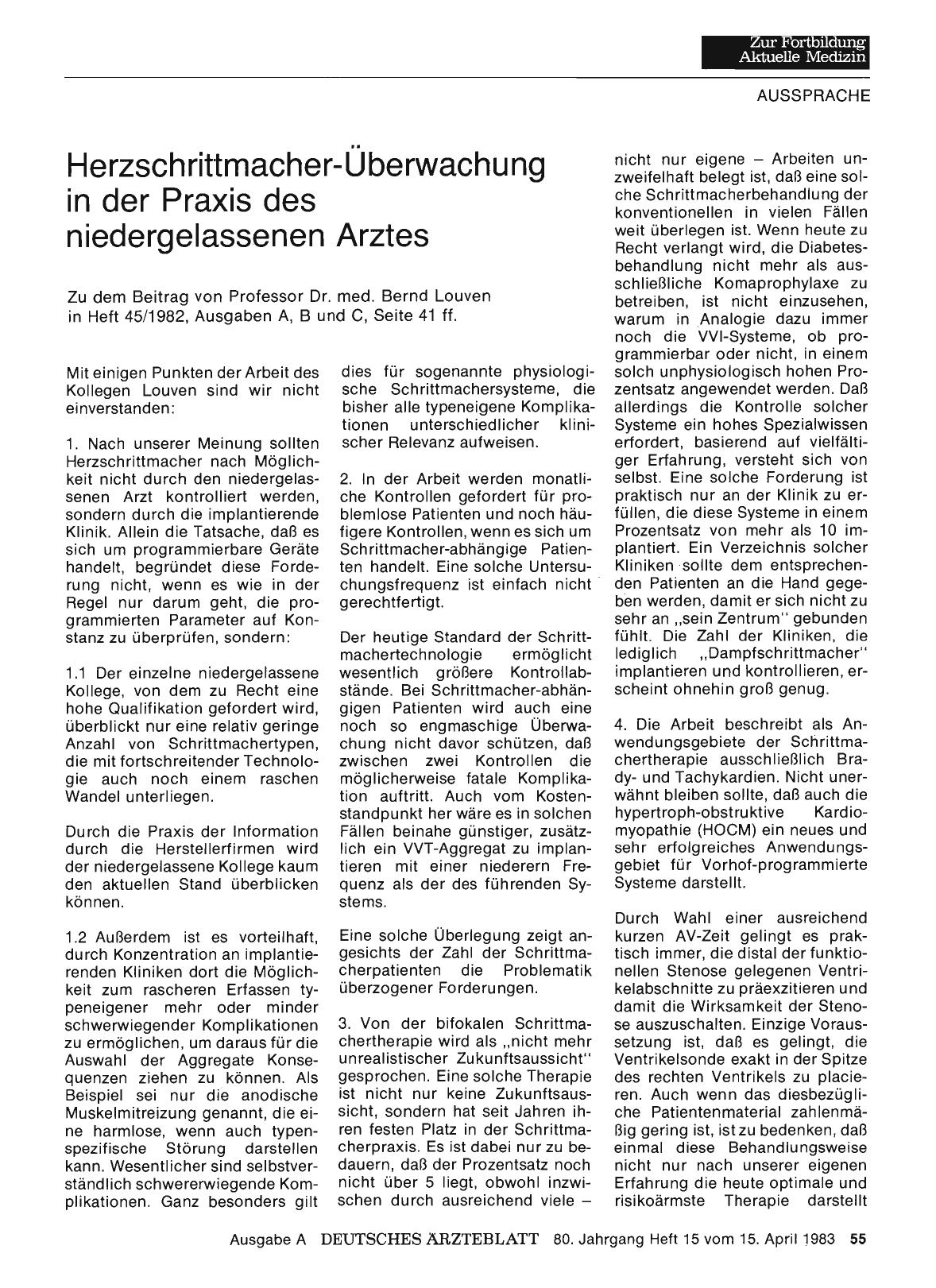 Vorschauseite 1: Herzschrittmacher-Überwachung in der Praxis des niedergelassenen Arztes: I.