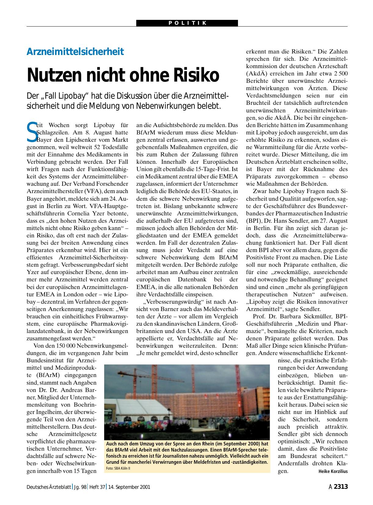 Vorschauseite 1: Arzneimittelsicherheit: Nutzen nicht ohne Risiko