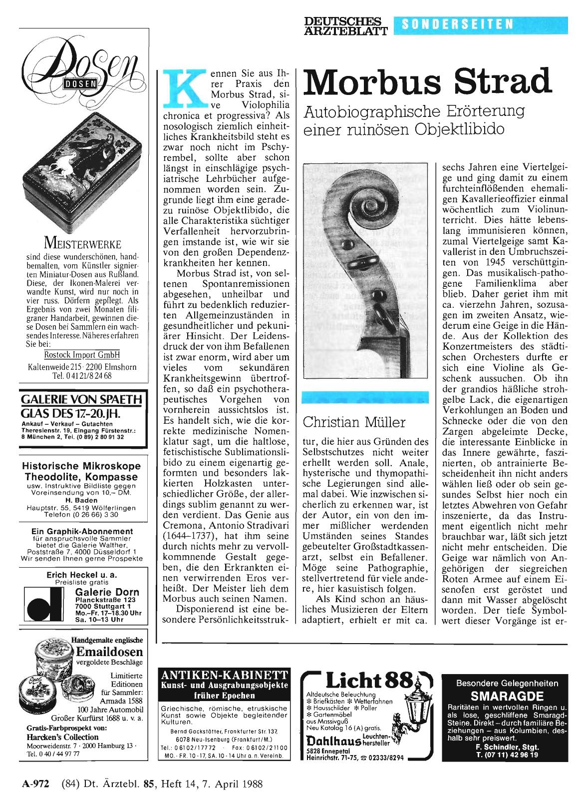 Vorschauseite 1: Morbus Strad: Autobiographische Erörterung einer ruinösen Objektlibido