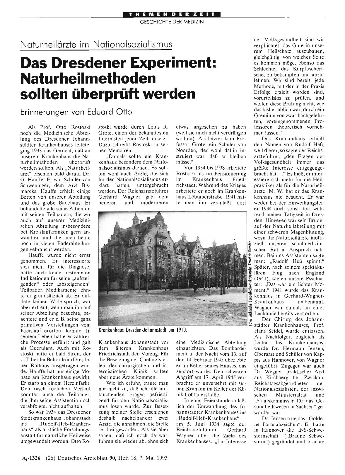 Vorschauseite 1: Naturheilärzte im Nationalsozialismus: Das Dresdener Experiment: Naturheilmethoden sollten überprüft werden