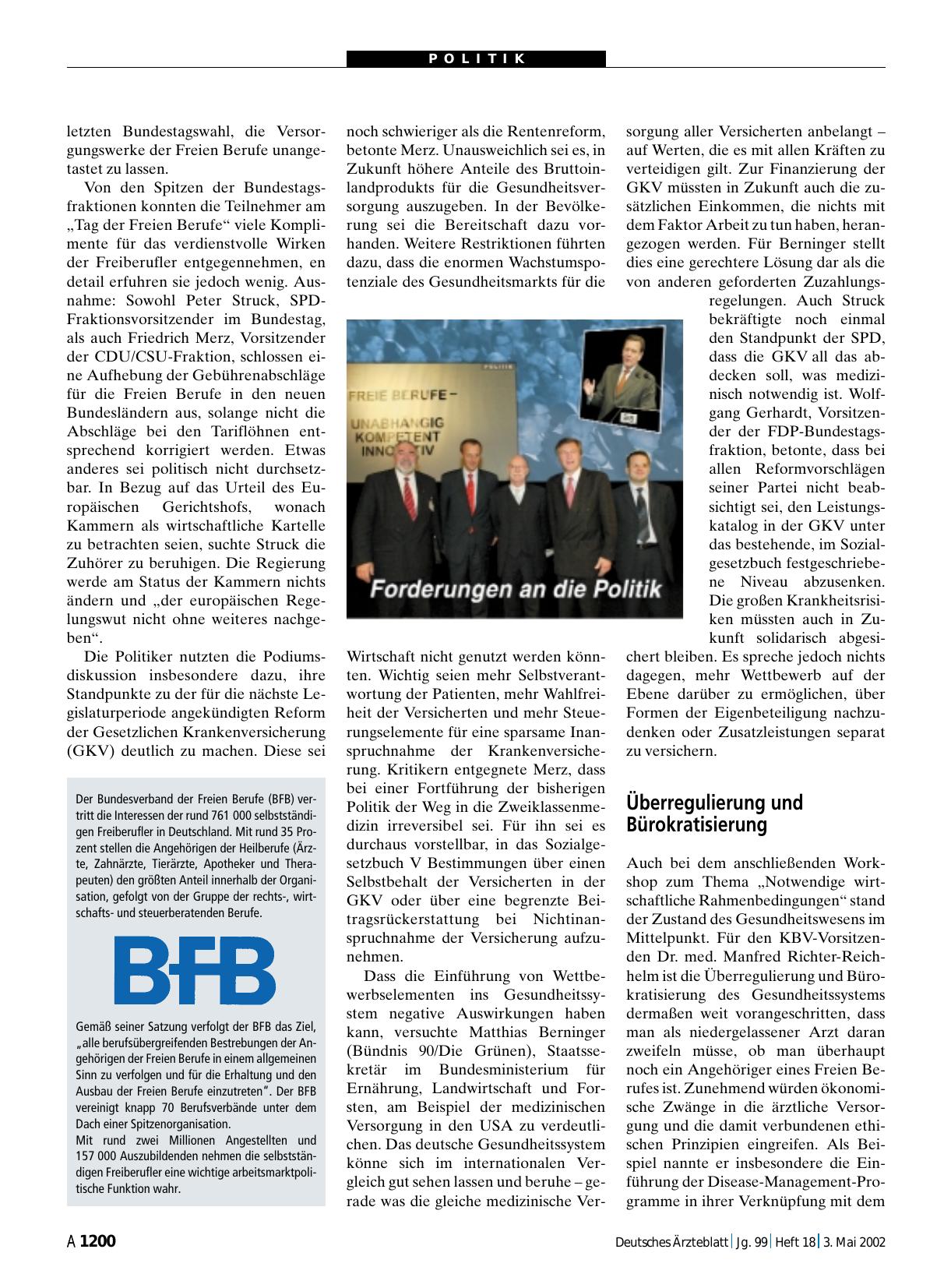 Vorschauseite 1: Der Bundesverband der Freien Berufe (BfB)
