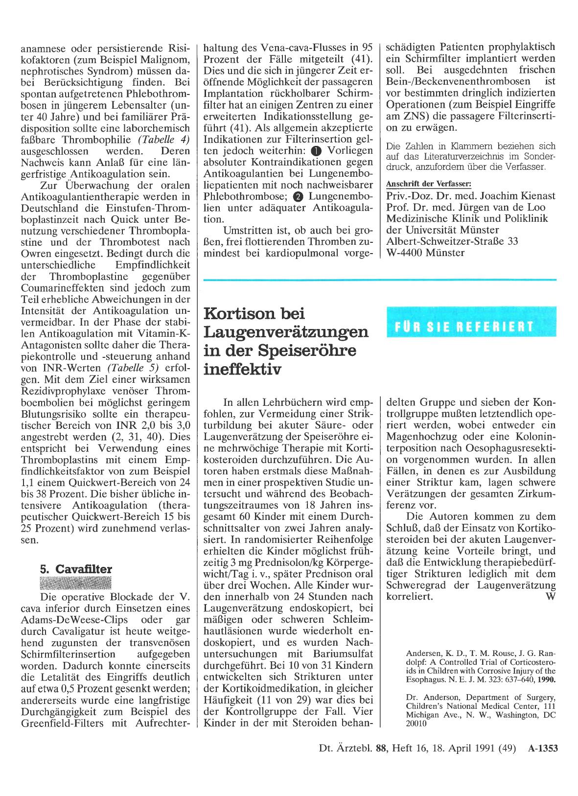 Vorschauseite 1: Kortison bei Laugenverätzungen in der Speiseröhre ineffektiv