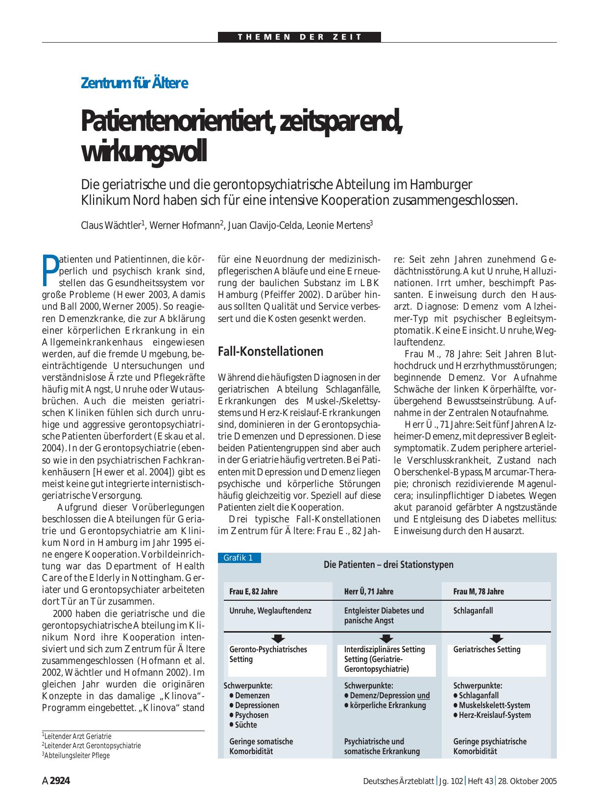 Vorschauseite 1: Zentrum für Ältere: Patientenorientiert, zeitsparend, wirkungsvoll
