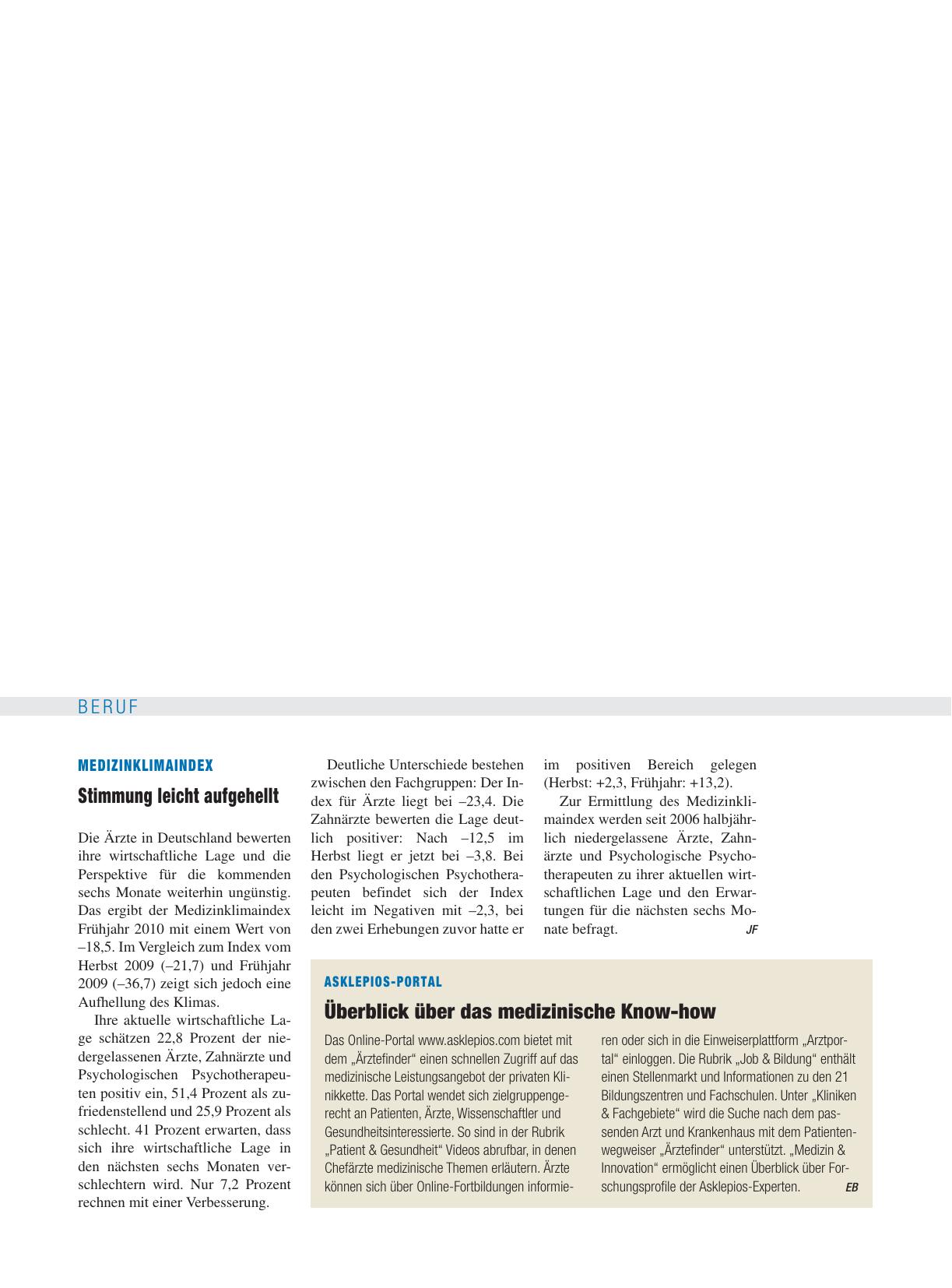 Vorschauseite 1: Medizinklimaindex: Stimmung leicht aufgehellt