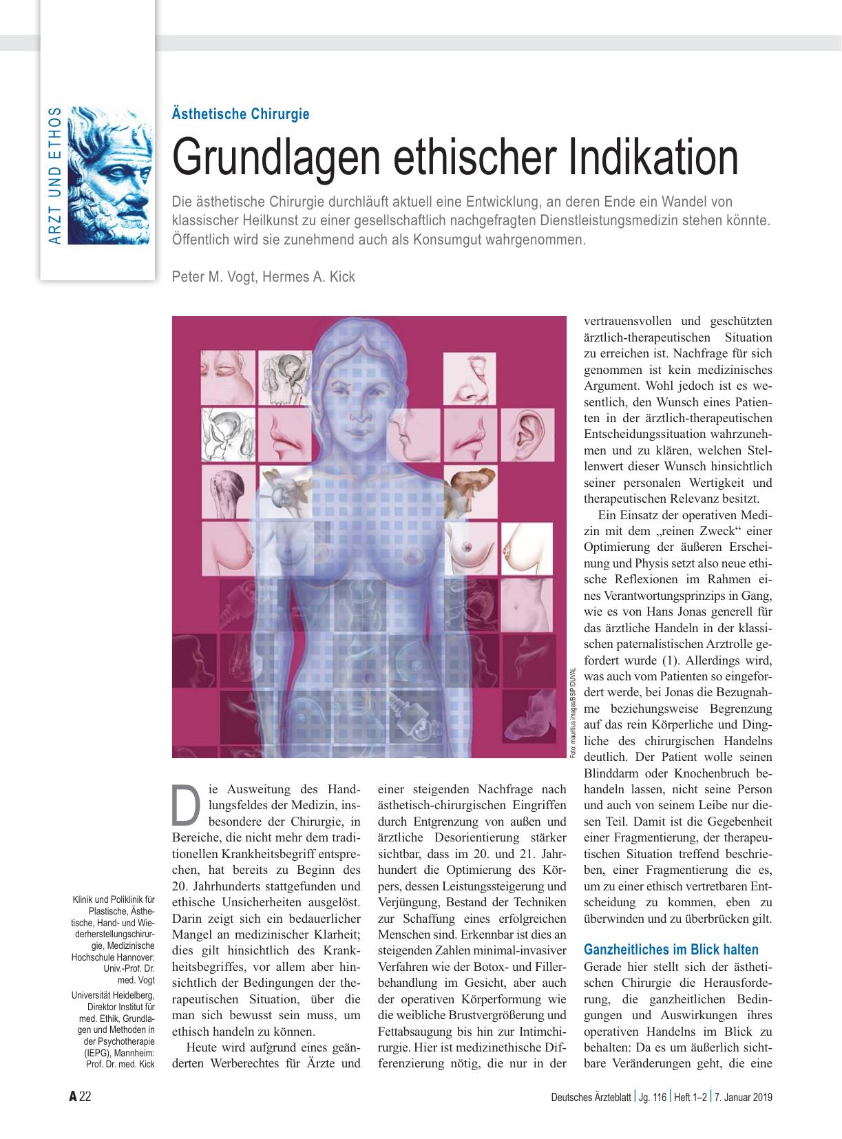 Vorschauseite 1: Ästhetische Chirurgie: Grundlagen ethischer Indikation