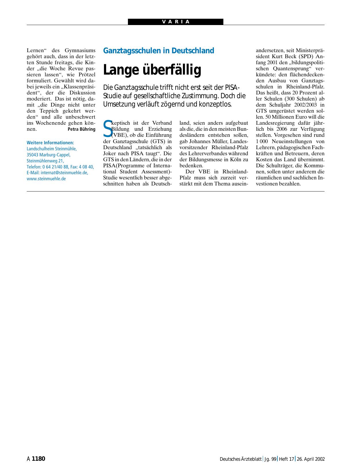 Vorschauseite 1: Ganztagsschulen in Deutschland: Lange überfällig