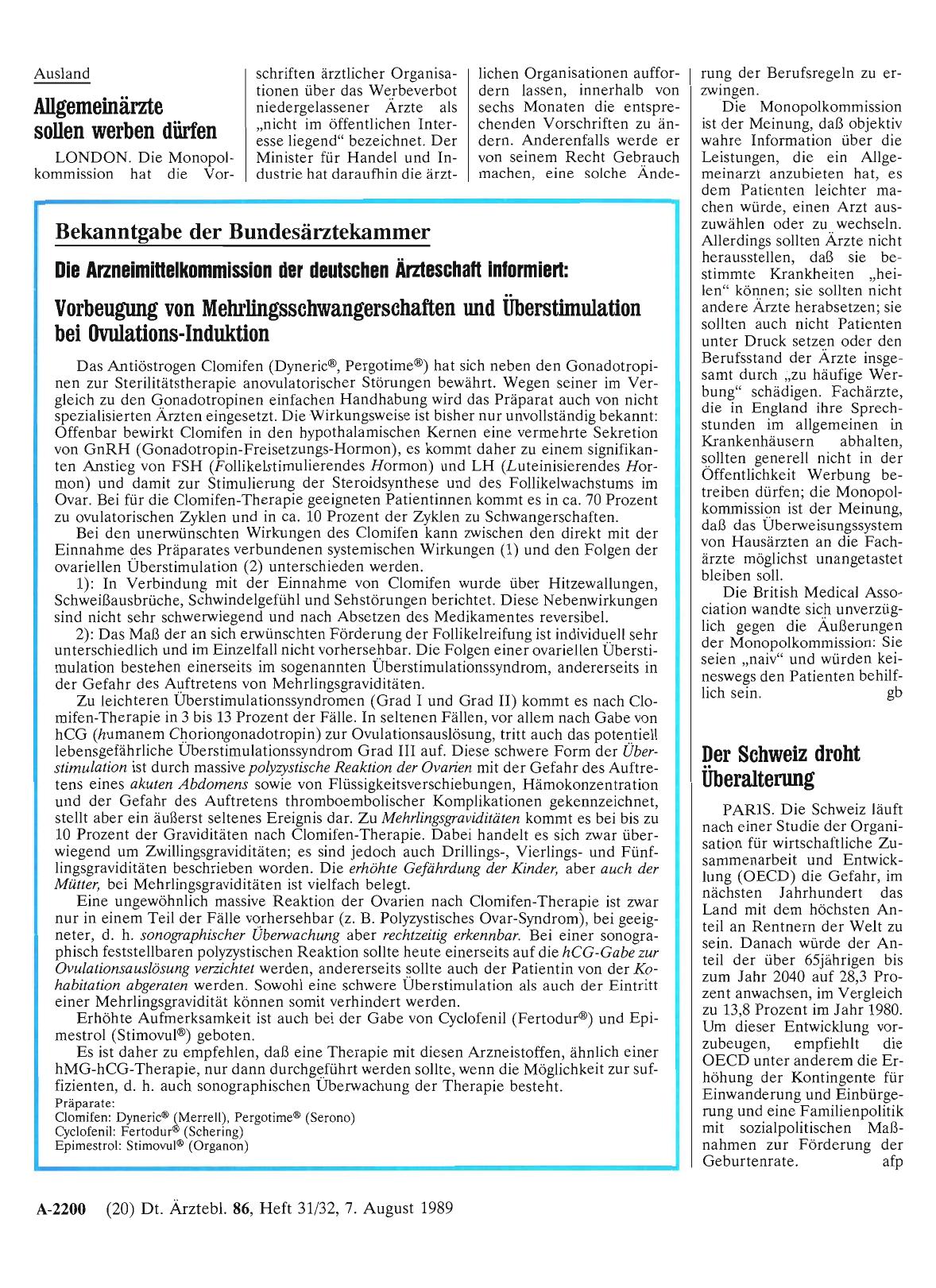 Vorschauseite 1: Der Schweiz droht Überalterung
