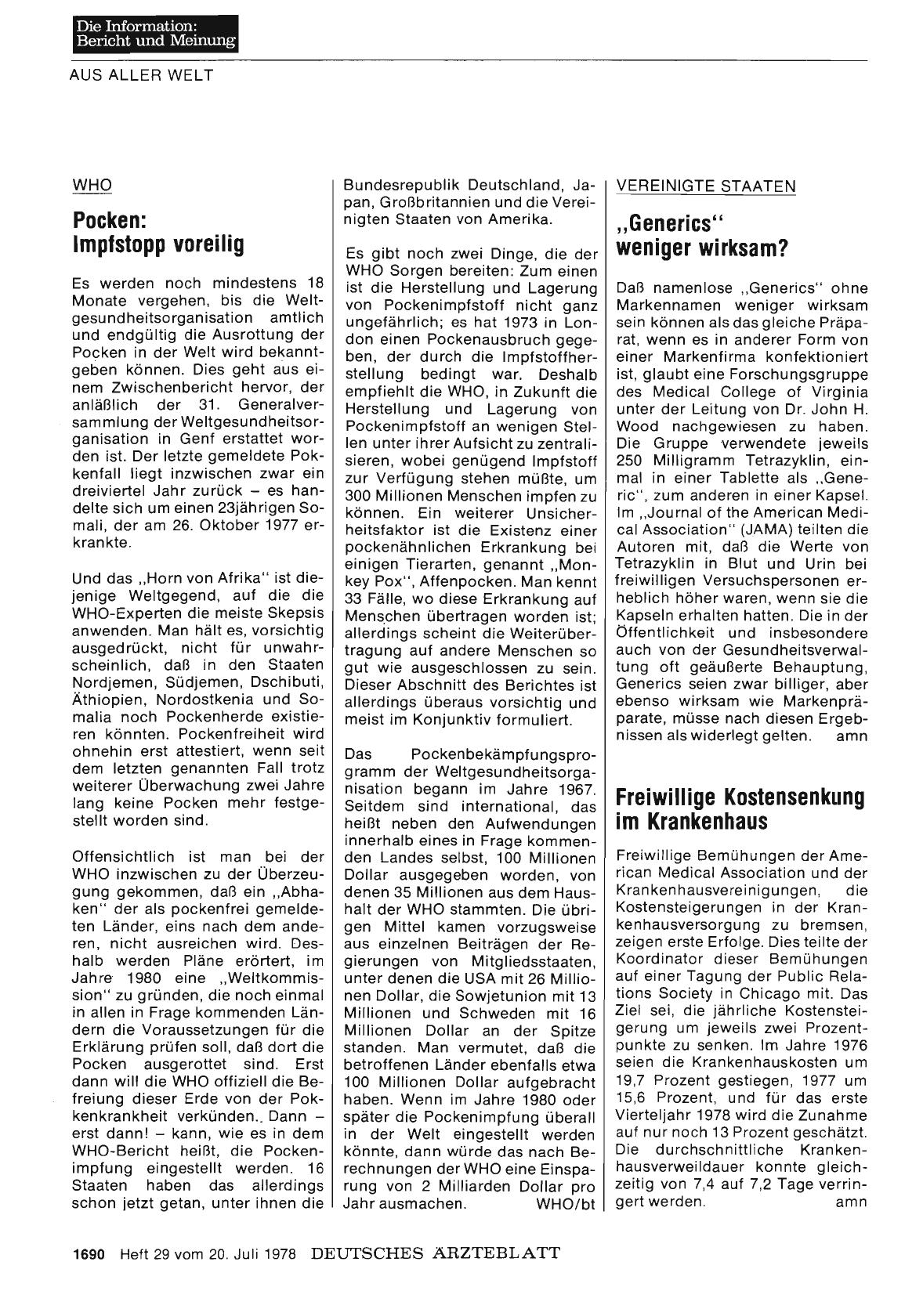 Vorschauseite 1: Vereinigte Staaten: „Generics“ weniger wirksam?