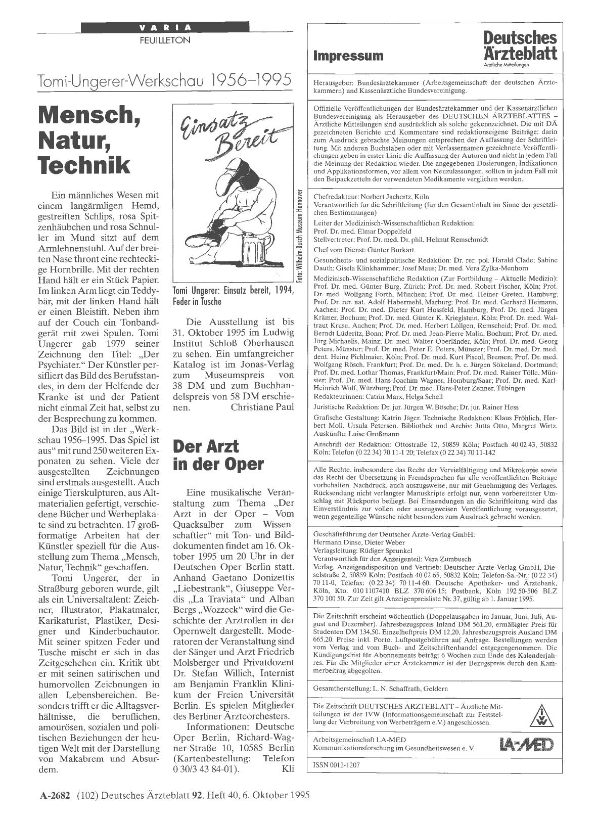 Vorschauseite 1: Tomi-Ungerer-Werkschau 1956-1995: Mensch, Natur, Technik