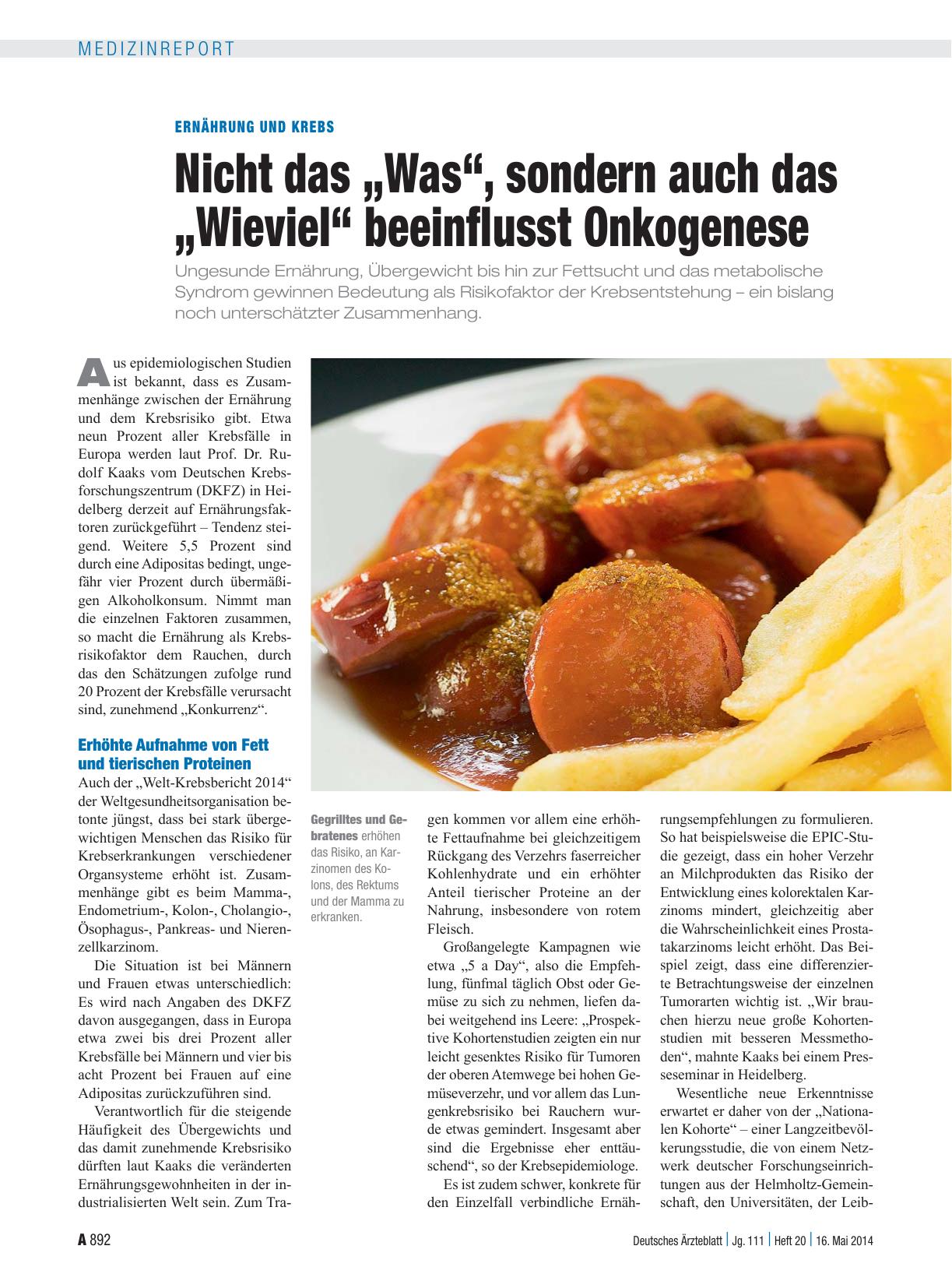 Vorschauseite 1: Ernährung und Krebs: Nicht das „Was“, sondern auch das „Wieviel“ beeinflusst Onkogenese