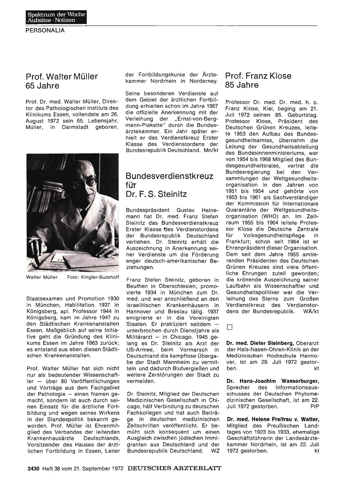 Vorschauseite 1: Dr. med. Dieter Steinberg / Dr. Hans-Joachim Wasserburger / Dr. med. Helene Freifrau v. Walter