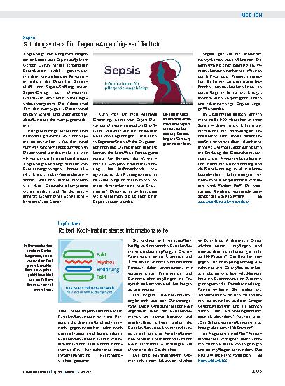 Vorschauseite 1: Sepsis: Schulungsvideos für pflegende Angehörige veröffentlicht
