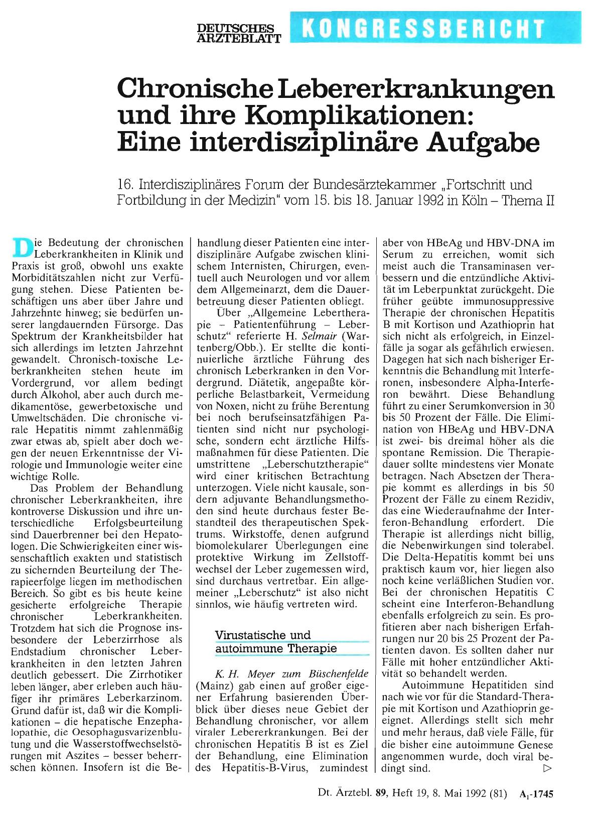 Vorschauseite 1: Chronische Lebererkrankungen und ihre Komplikationen: Eine interdisziplinäre Aufgabe