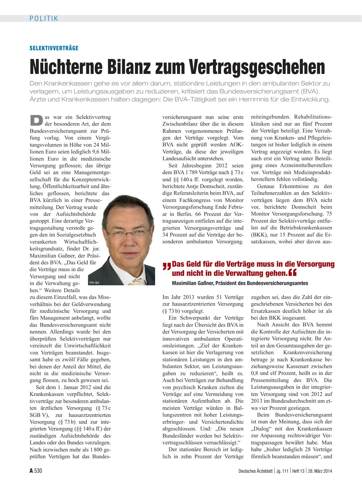 Vorschauseite 1: Selektivverträge: Nüchterne Bilanz zum Vertragsgeschehen