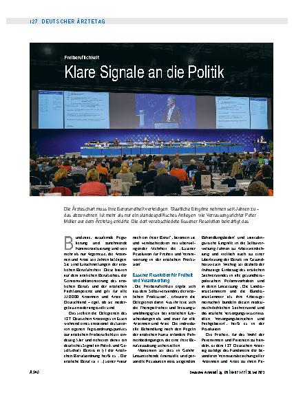 Vorschauseite 1: Freiberuflichkeit: Klare Signale an die Politik