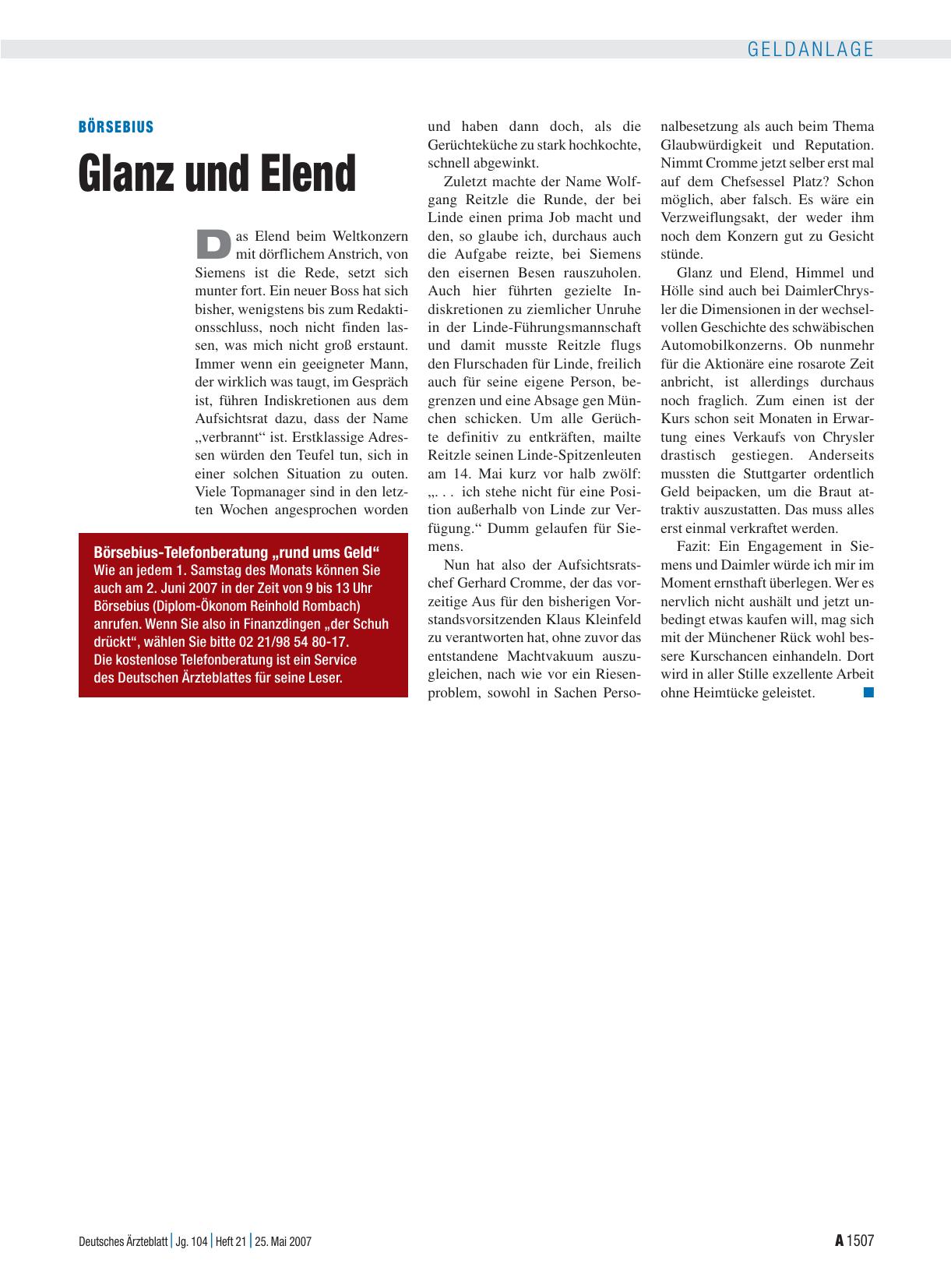 Vorschauseite 1: Glanz und Elend