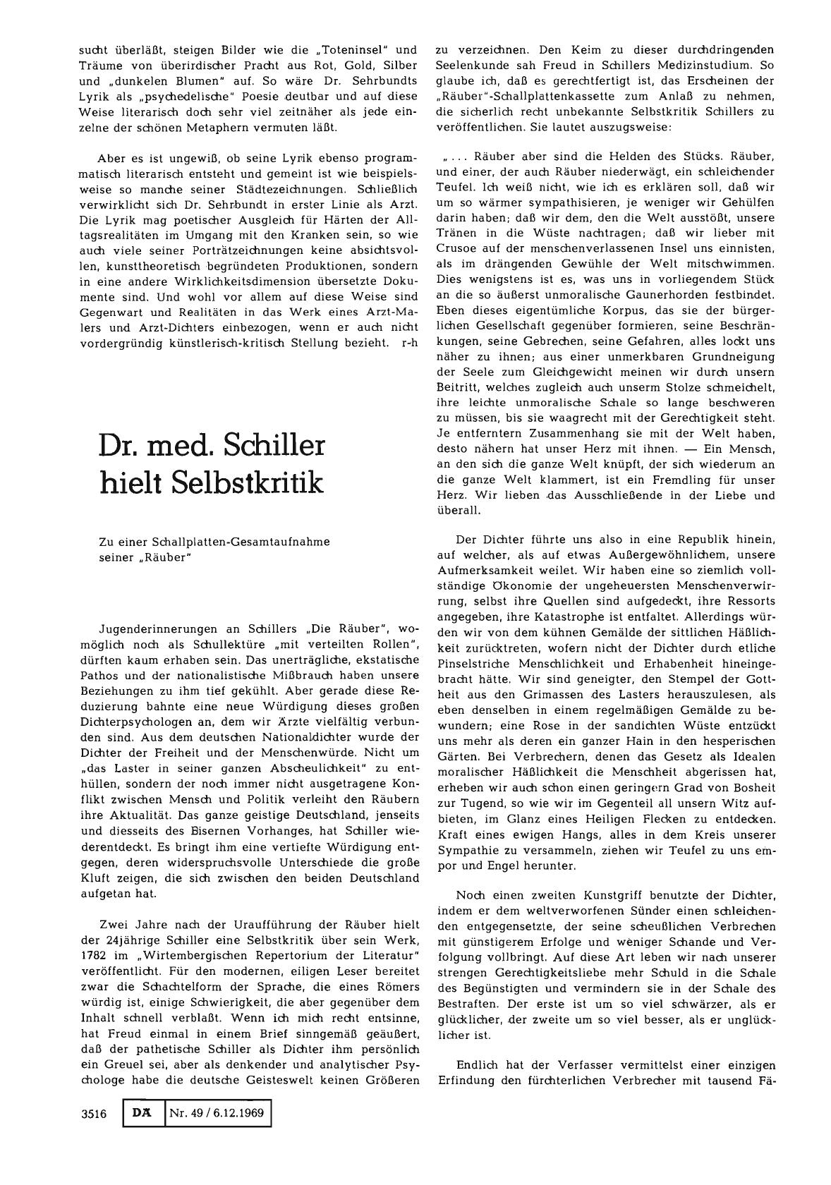 Vorschauseite 1: Dr. med. Schiller hielt Selbstkritik