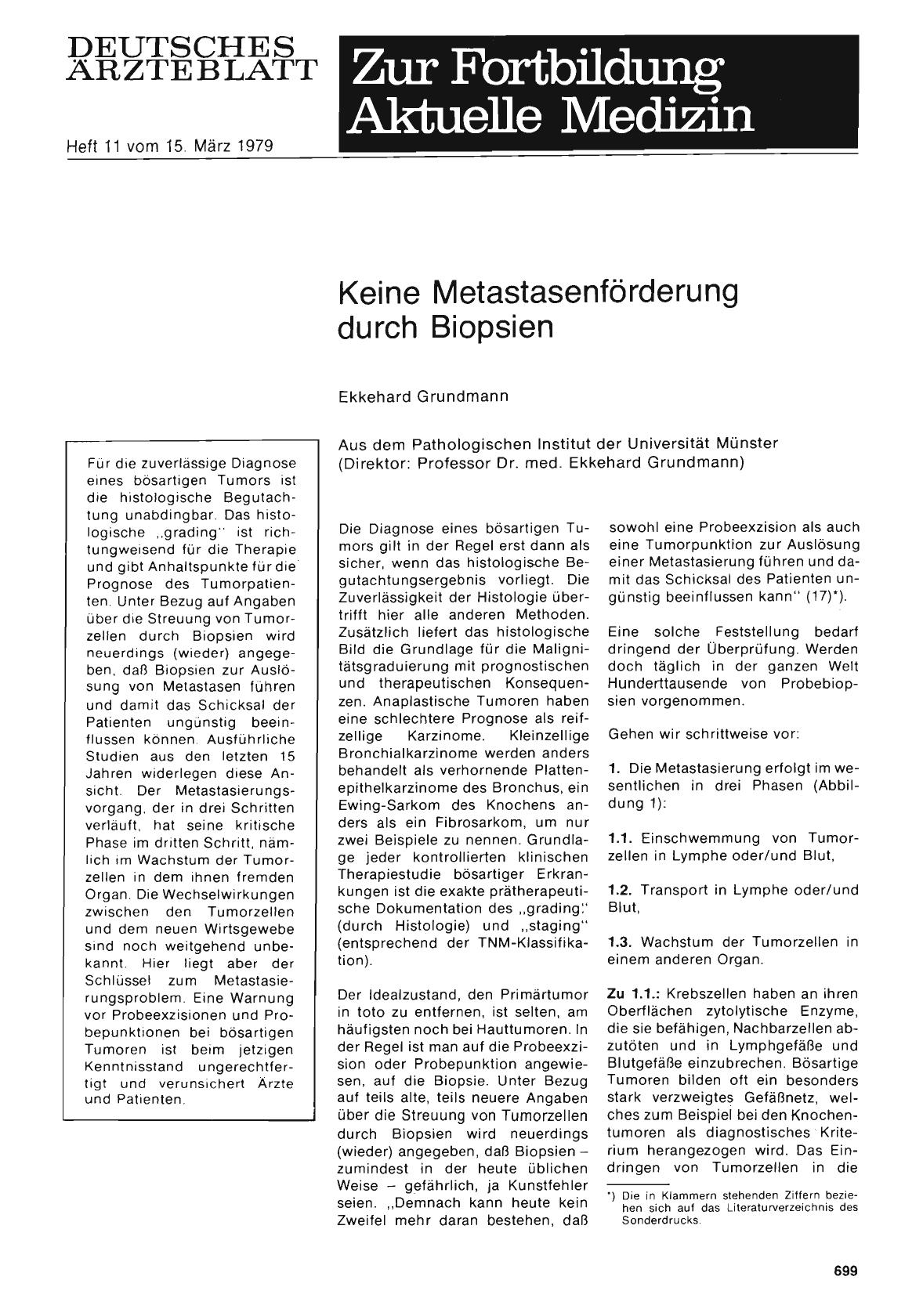 Vorschauseite 1: Keine Metastasenförderung durch Biopsien