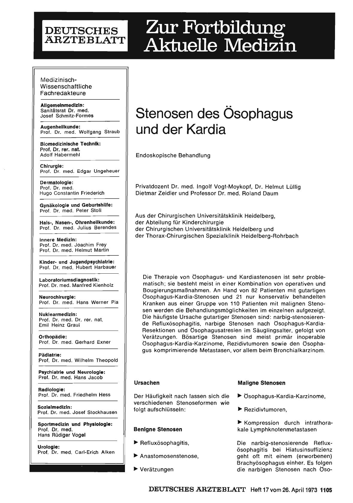 Vorschauseite 1: Stenosen des Ösophagus und der Kardia: Endoskopische Behandlung