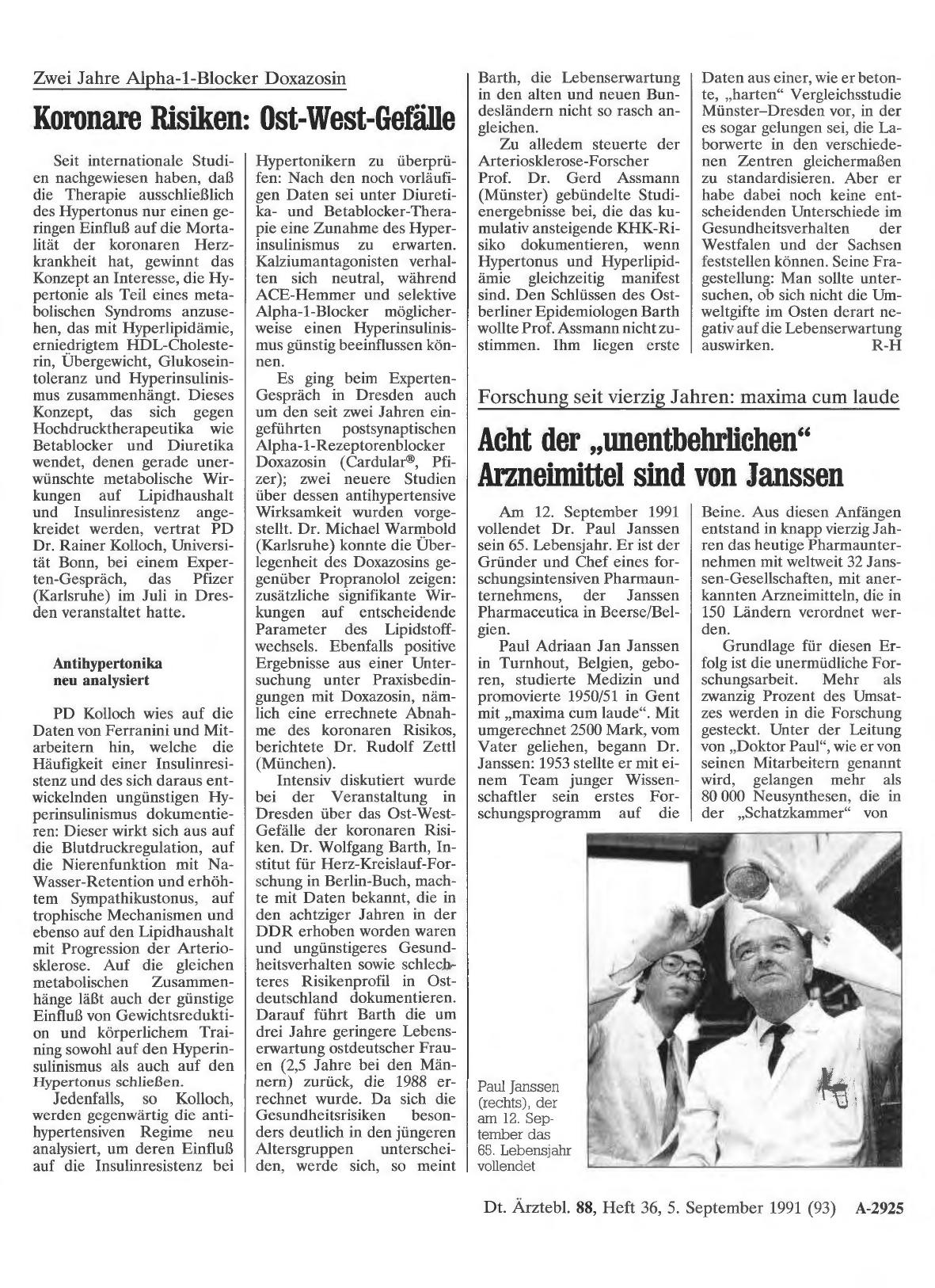 Vorschauseite 1: Forschung seit vierzig Jahren: maxima cum laude: Acht der „unentbehrlichen“ Arzneimittel sind von Janssen