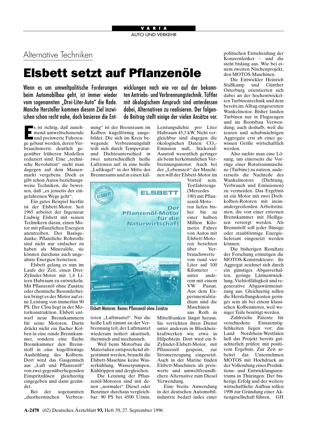 Vorschauseite 1: Alternative Techniken: Elsbett setzt auf Pflanzenöle