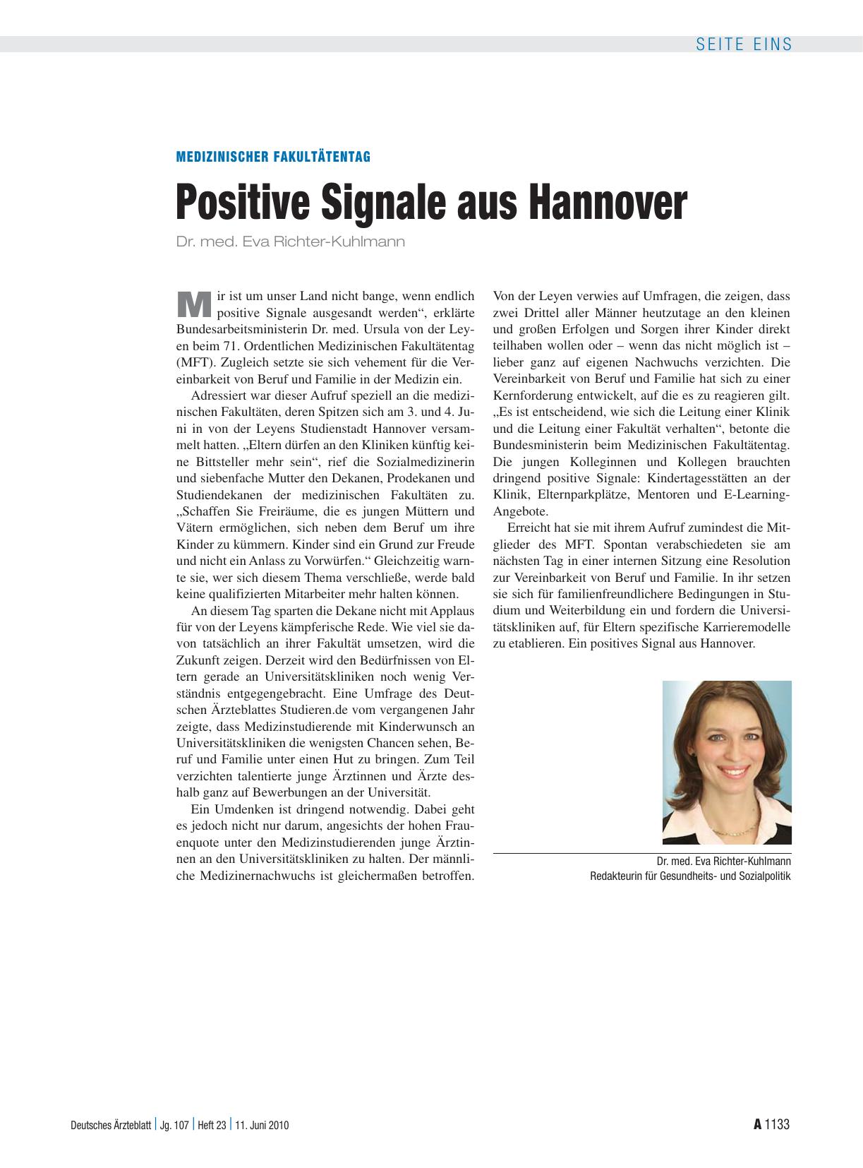 Vorschauseite 1: Medizinischer Fakultätentag: Positive Signale aus Hannover