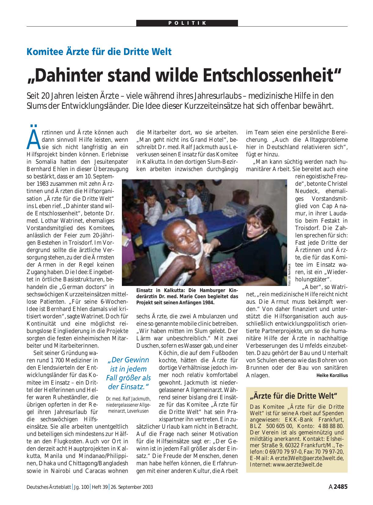 Vorschauseite 1: „Ärzte für die Dritte Welt“
