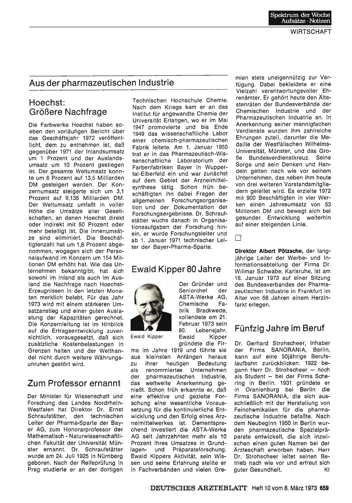 Vorschauseite 1: Aus der pharmazeutischen Industrie