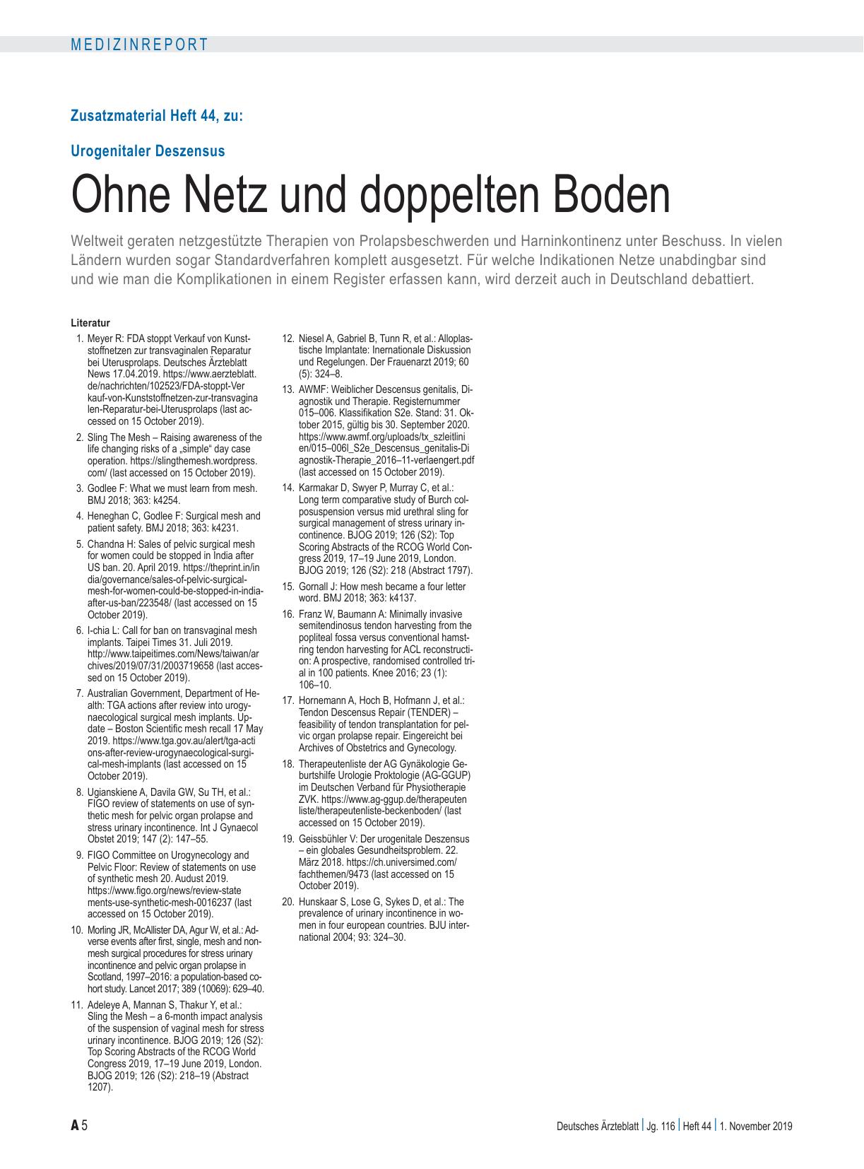 Vorschauseite 5: Urogenitaler Deszensus: Ohne Netz und doppelten Boden