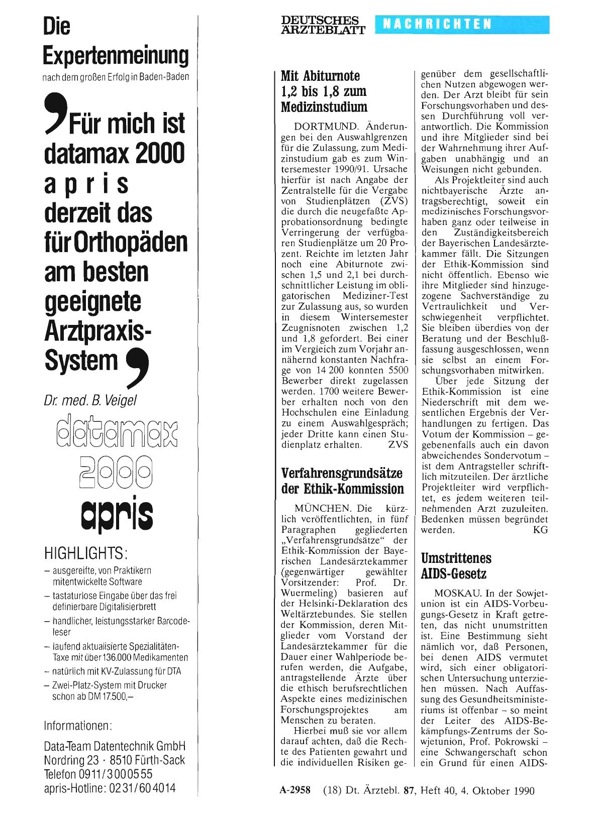 Vorschauseite 1: Umstrittenes AIDS-Gesetz