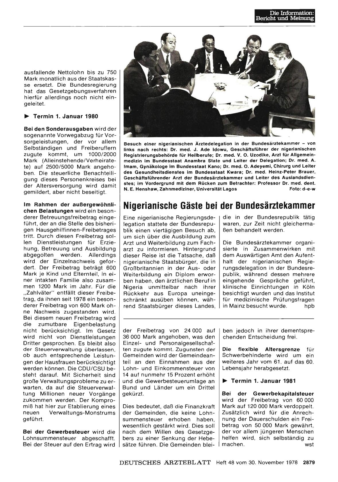 Vorschauseite 1: Nigerianische Gäste bei der Bundesärztekammer