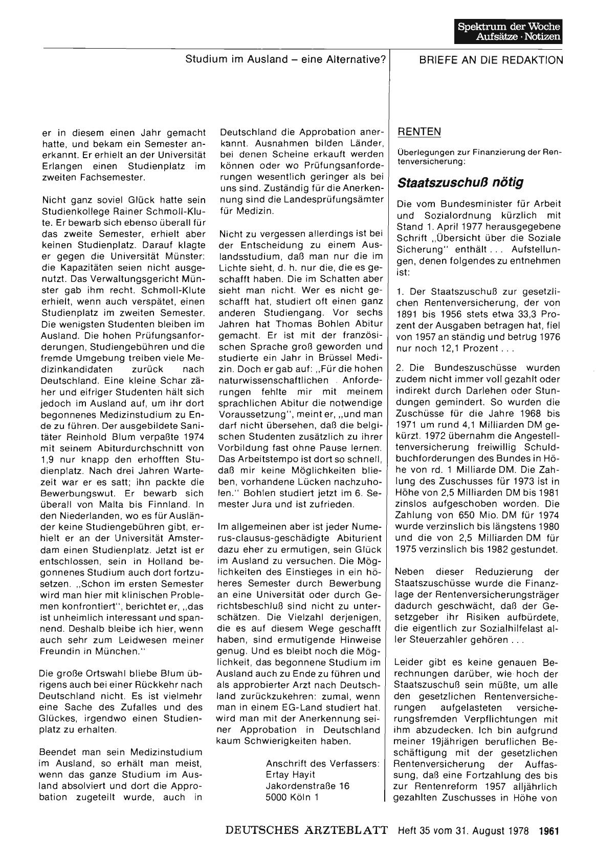 Vorschauseite 1: RENTEN: Staatszuschuß nötig