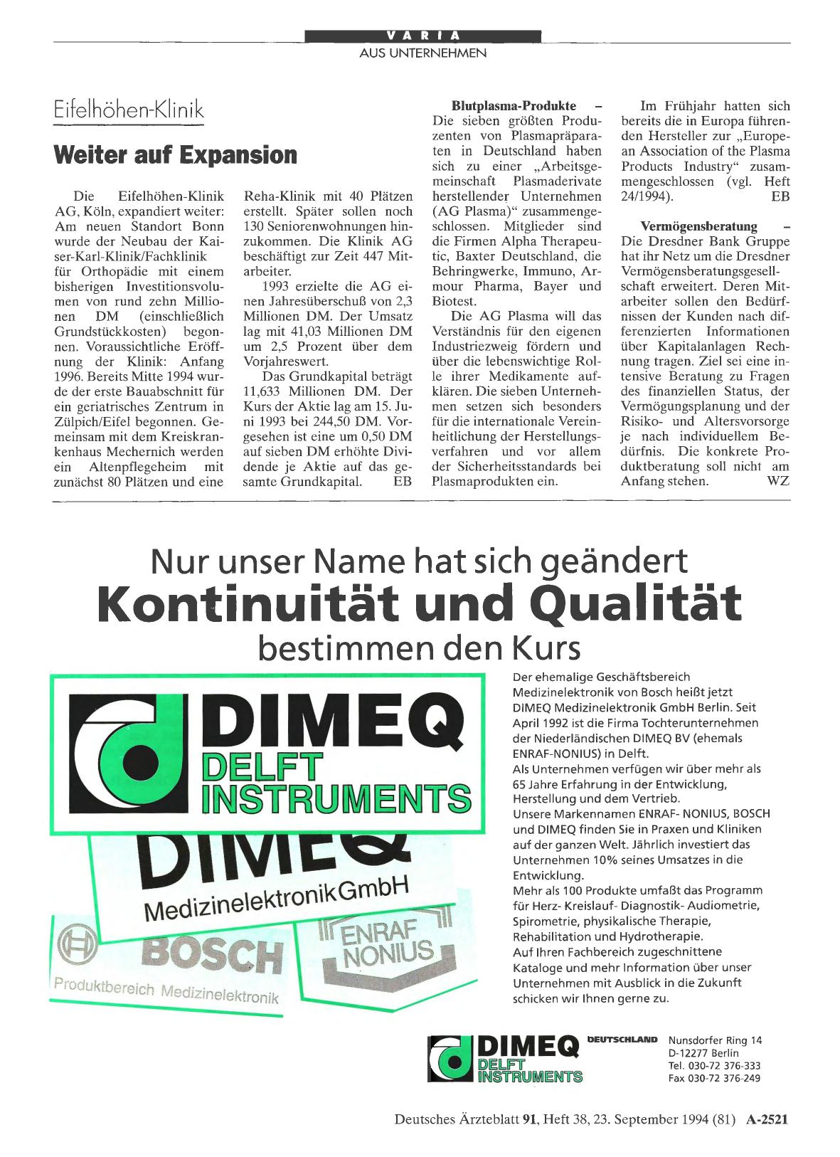 Vorschauseite 1: Blutplasma-Produkte