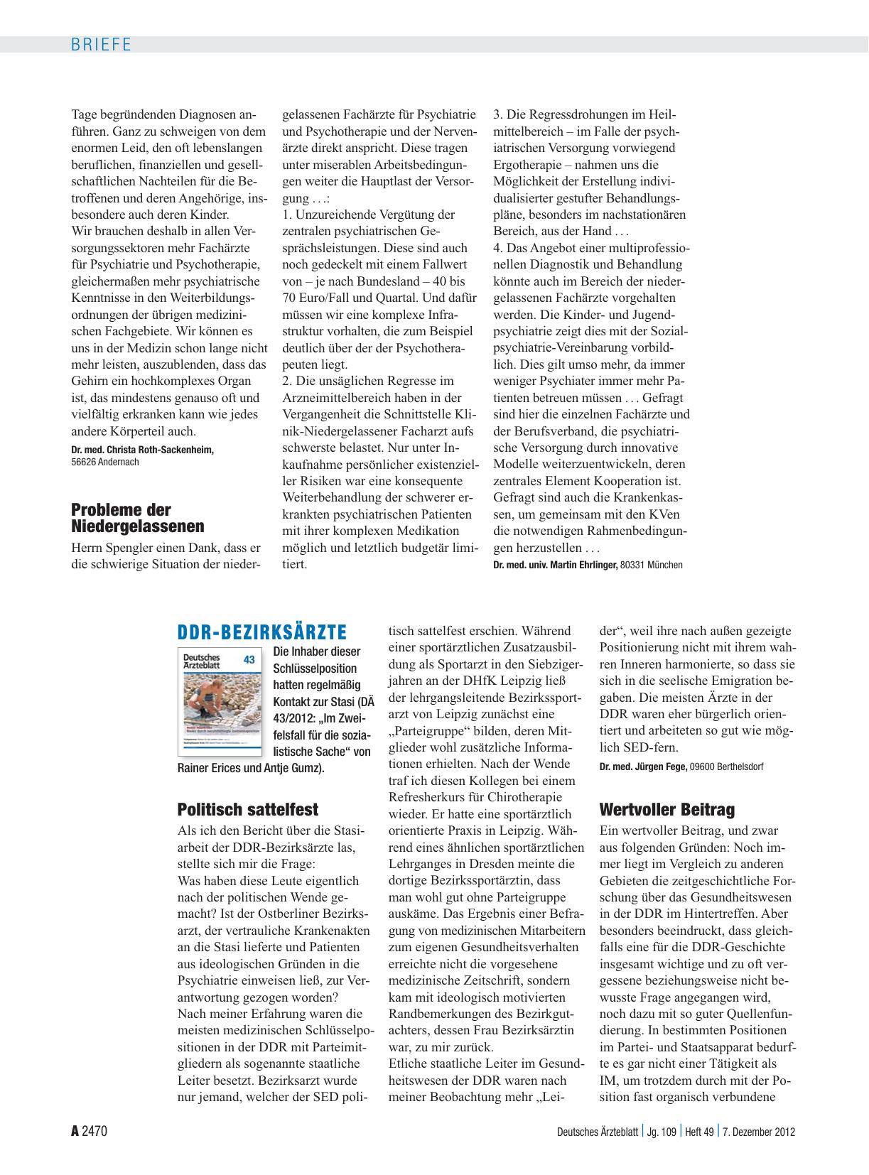 Vorschauseite 1: DDR-Bezirksärzte: Wertvoller Beitrag