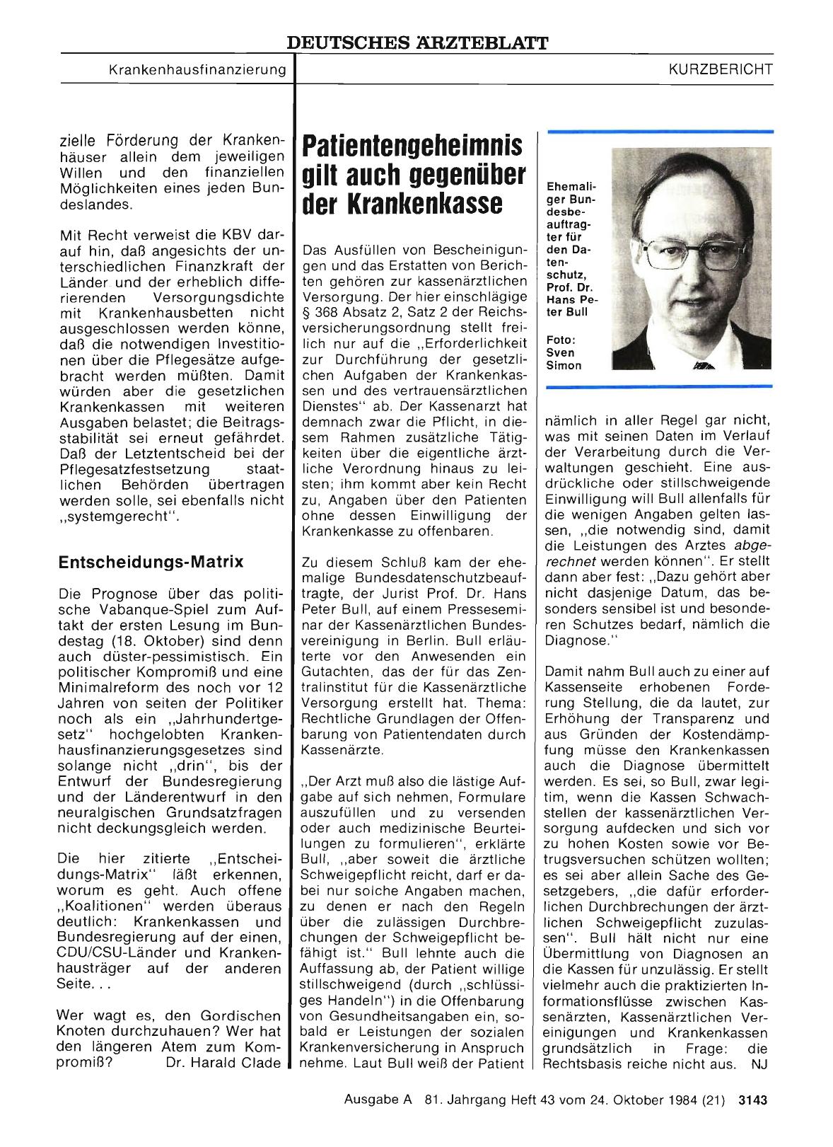 Vorschauseite 1: Patientengeheimnis gilt auch gegenüber der Krankenkasse