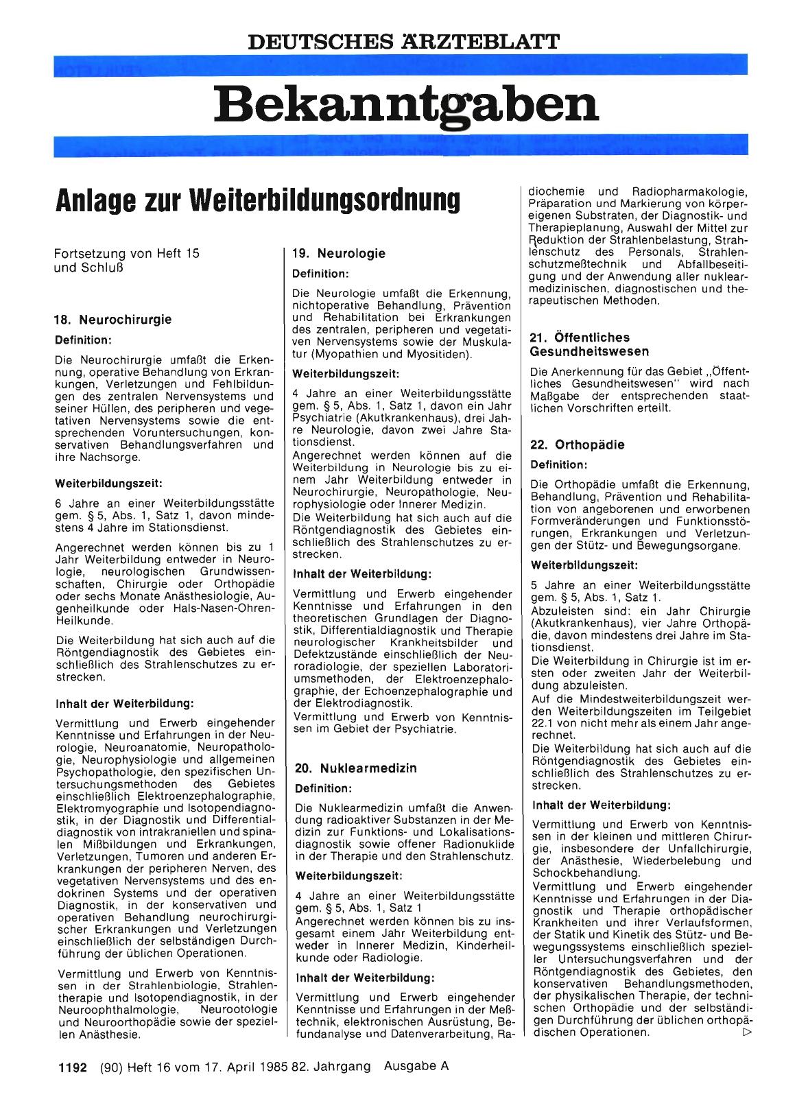 Vorschauseite 1: Anlage zur Weiterbildungsordnung