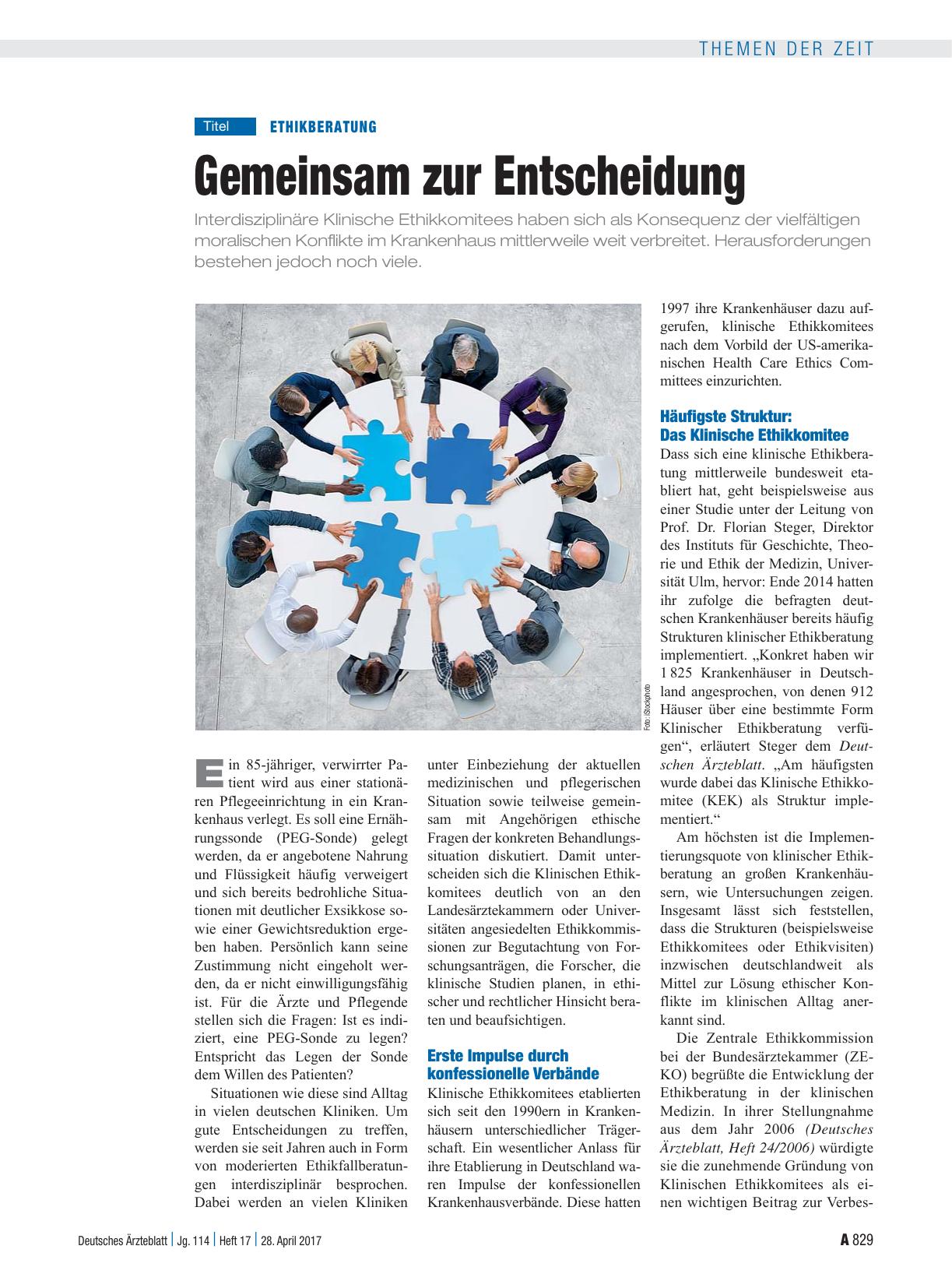 Vorschauseite 1: Ethikberatung: Gemeinsam zur Entscheidung