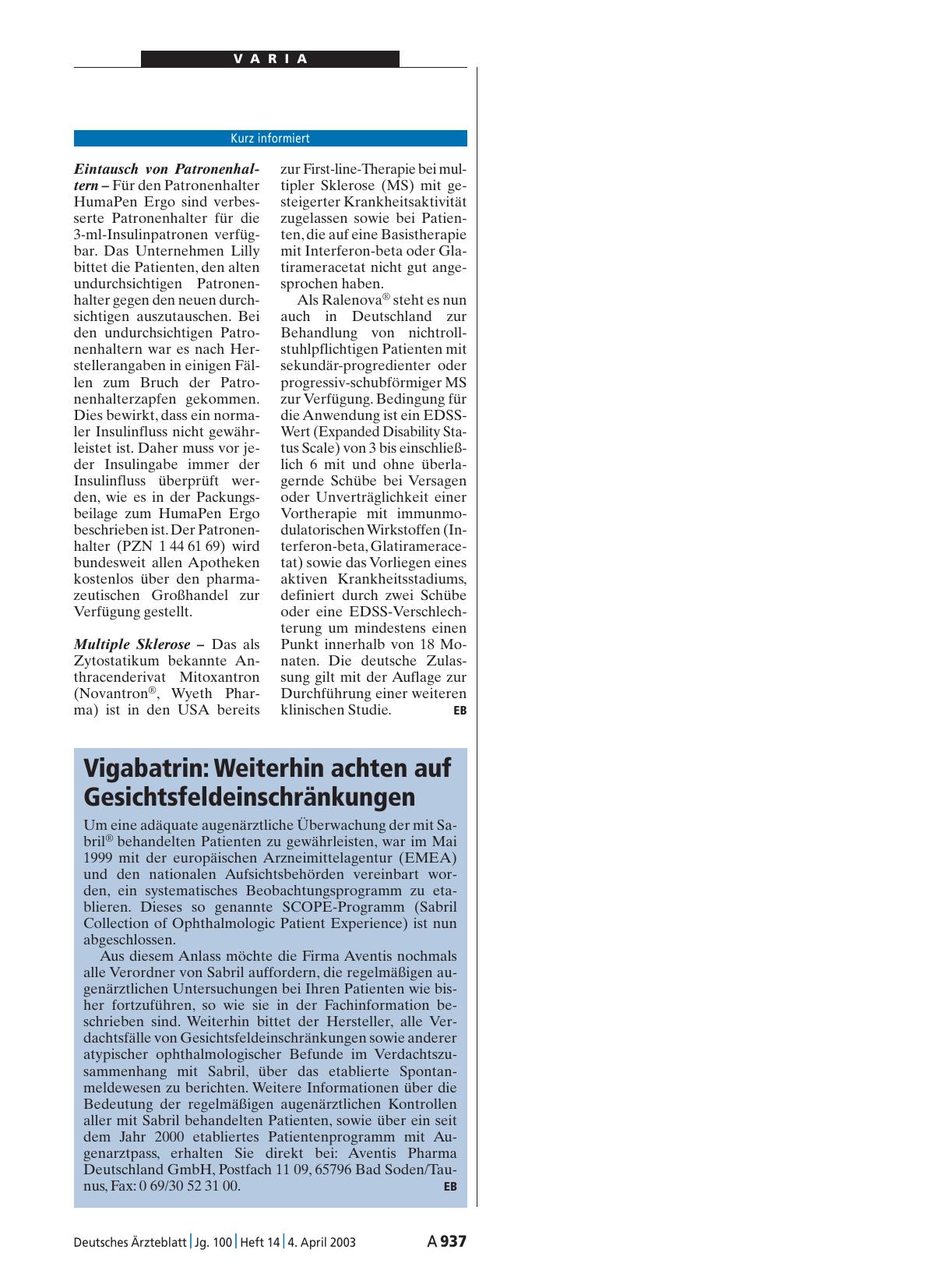 Vorschauseite 1: Multiple Sklerose