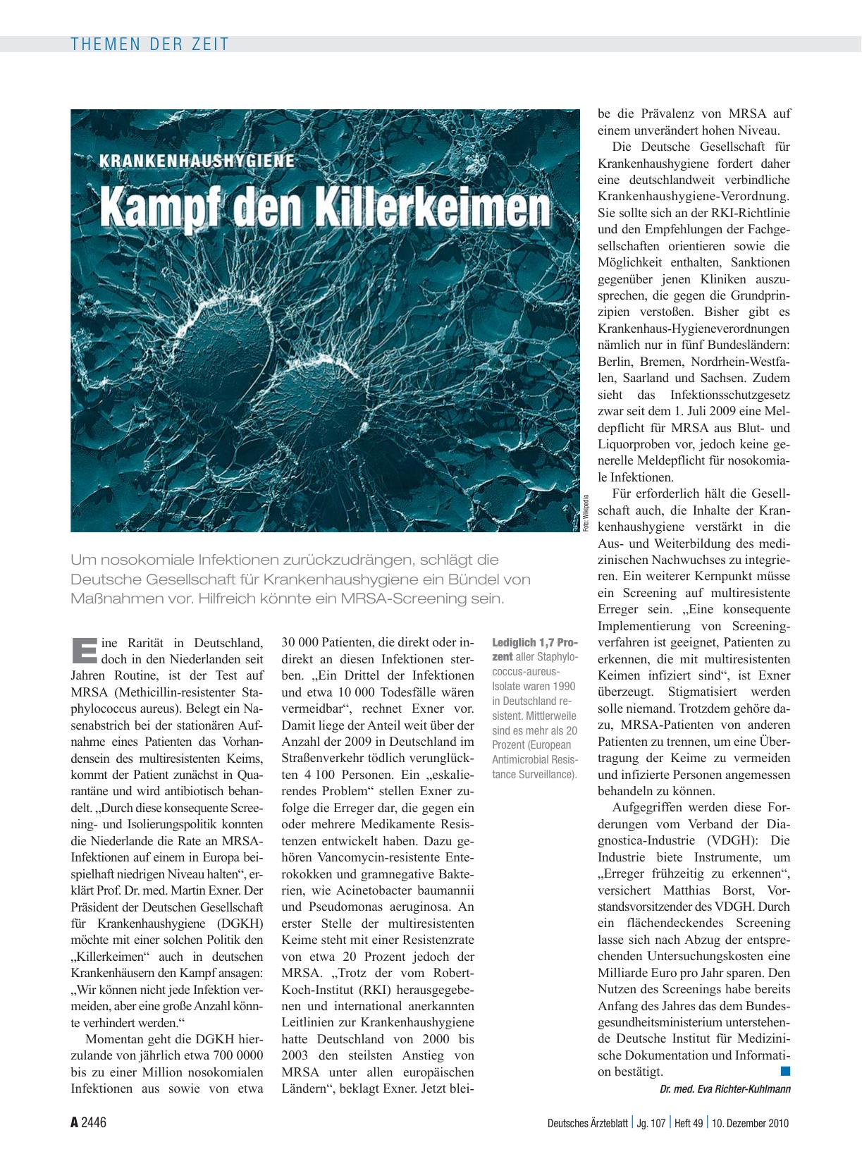 Vorschauseite 1: Krankenhaushygiene: Kampf den Killerkeimen