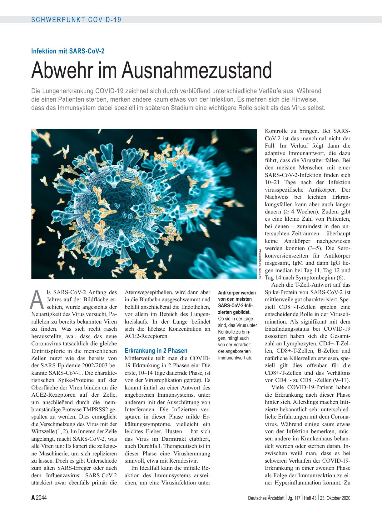Vorschauseite 1: Infektion mit SARS-CoV-2: Abwehr im Ausnahmezustand