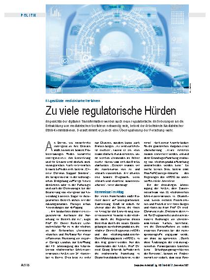 Vorschauseite 1: KI-gestützte medizinische Verfahren: Zu viele regulatorische Hürden