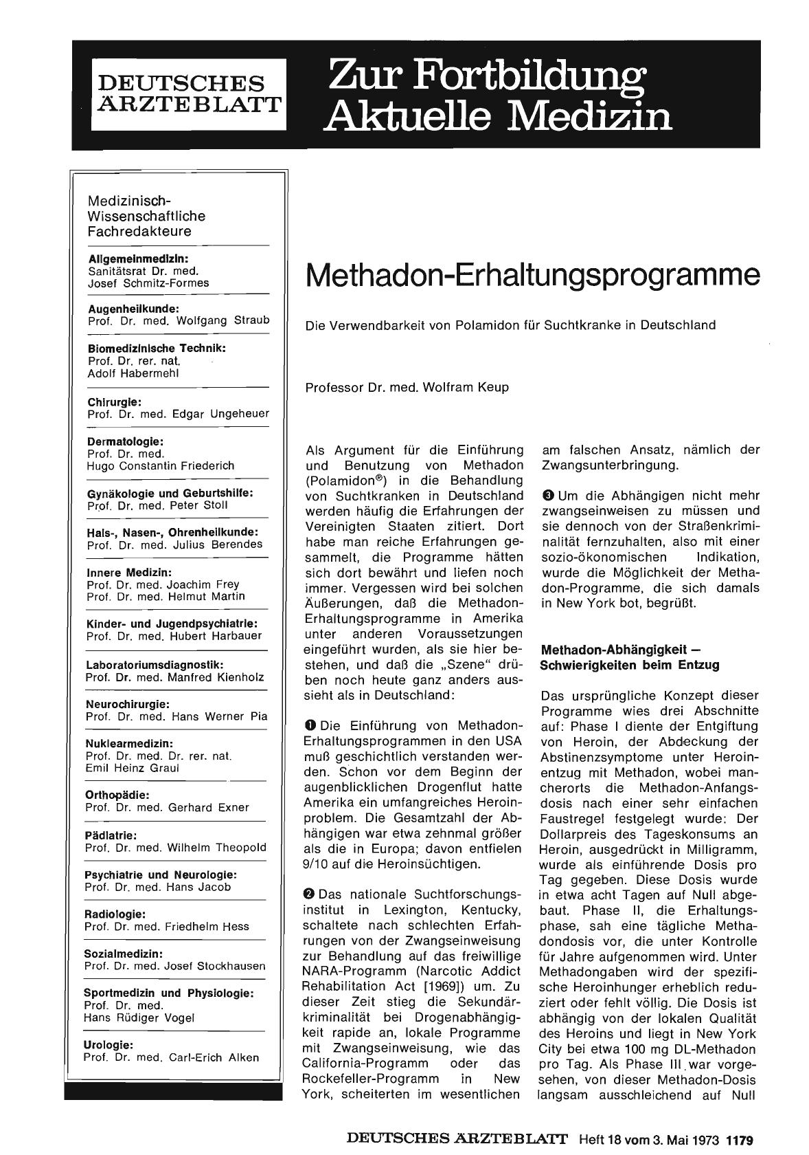 Vorschauseite 1: Methadon-Erhaltungsprogramme: Die Verwendbarkeit von Polamidon für Suchtkranke in Deutschland