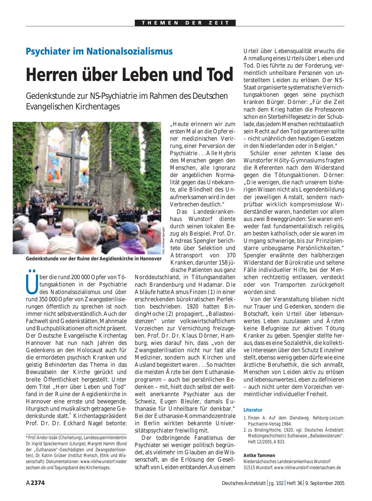 Vorschauseite 1: Psychiater im Nationalsozialismus: Herren über Leben und Tod