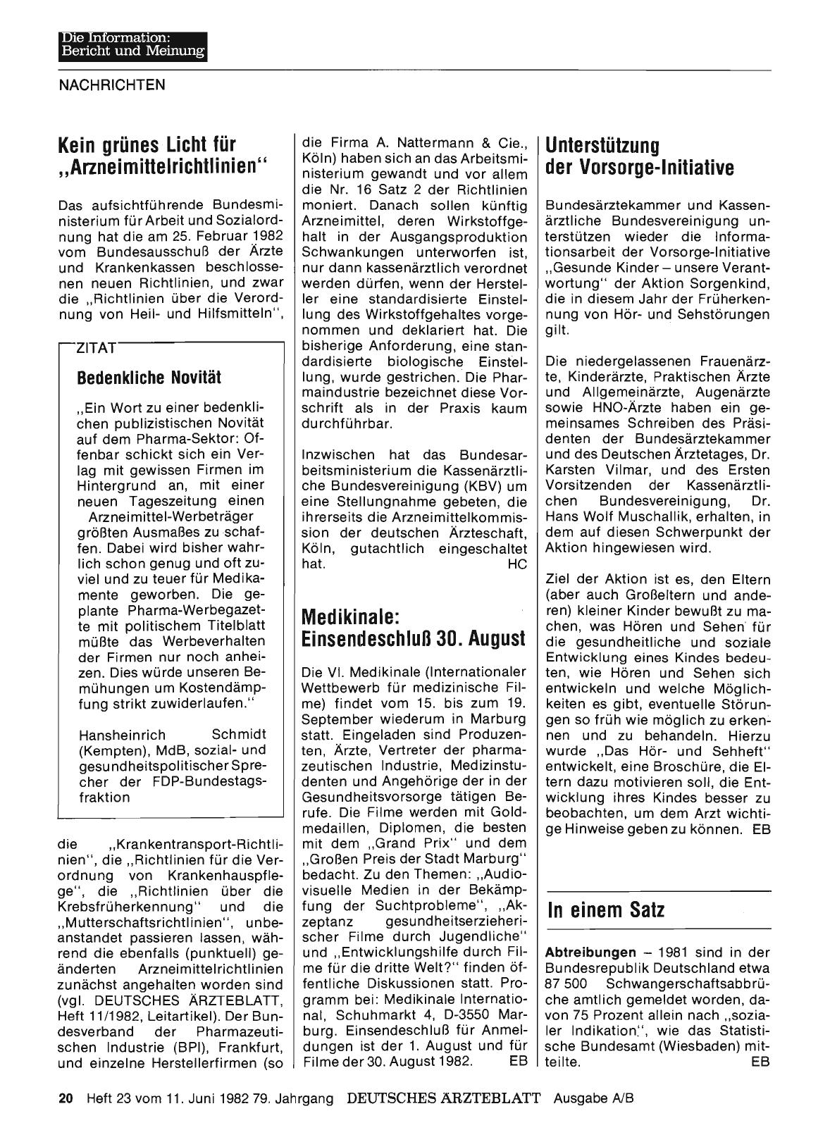 Vorschauseite 1: Medikinale: Einsendeschluß 30. August