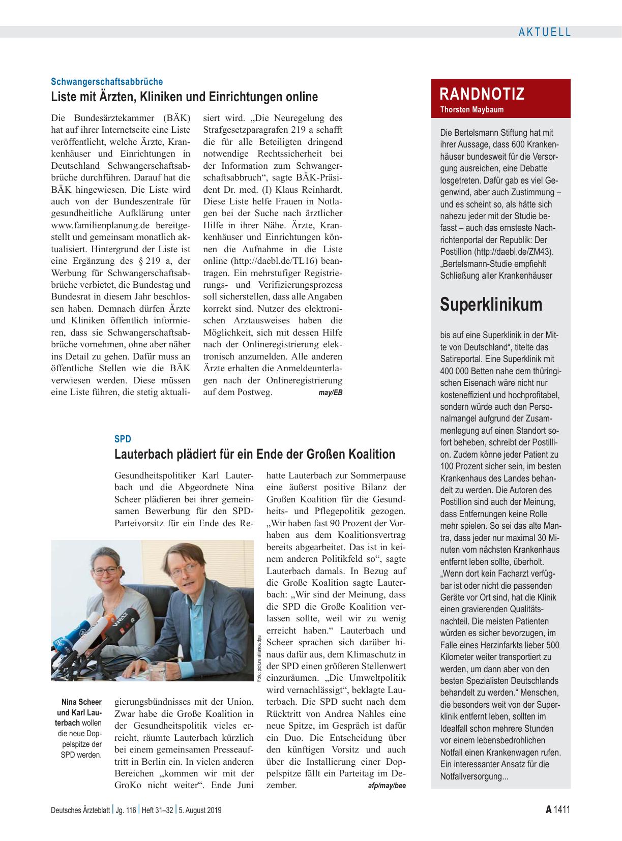 Vorschauseite 1: Schwangerschaftsabbrüche: Liste mit Ärzten, Kliniken und Einrichtungen online