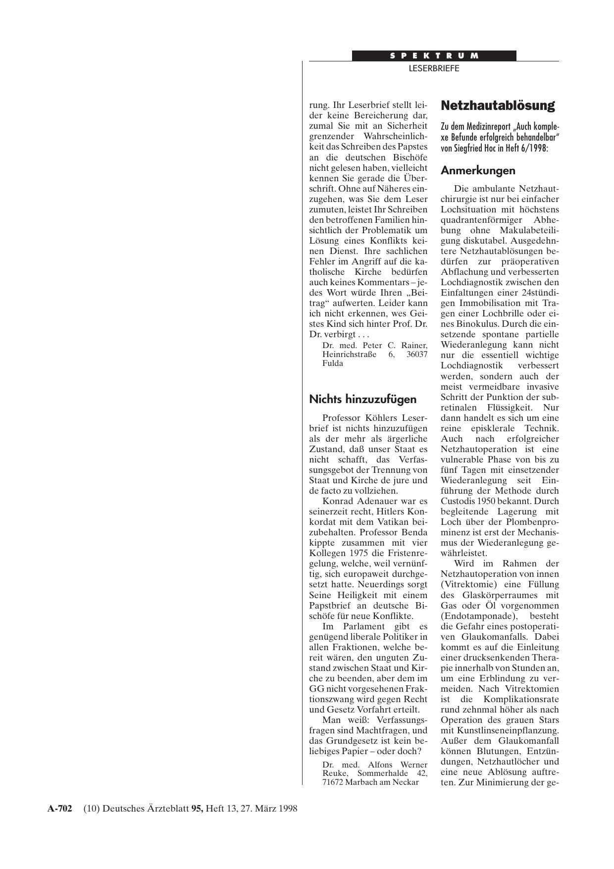 Vorschauseite 1: Netzhautablösung: Anmerkungen