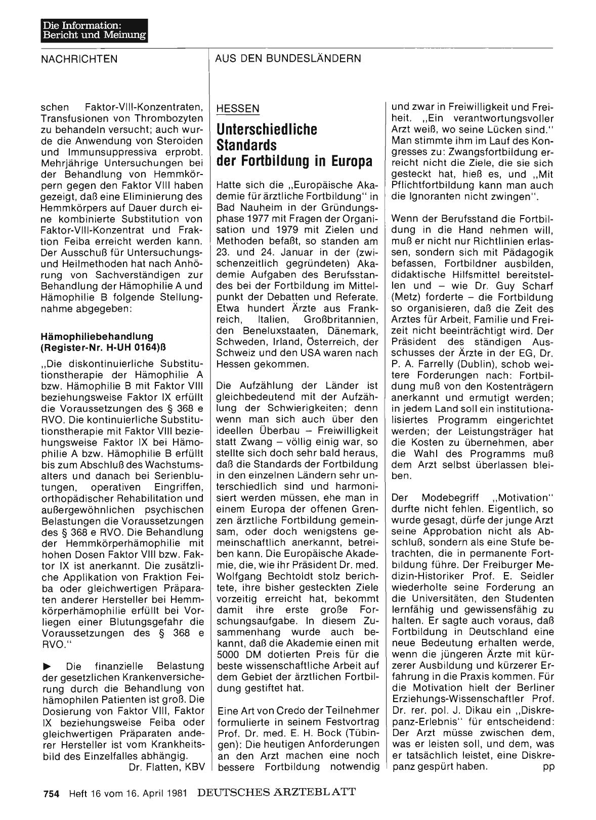 Vorschauseite 1: HESSEN: Unterschiedliche Standards der Fortbildung in Europa