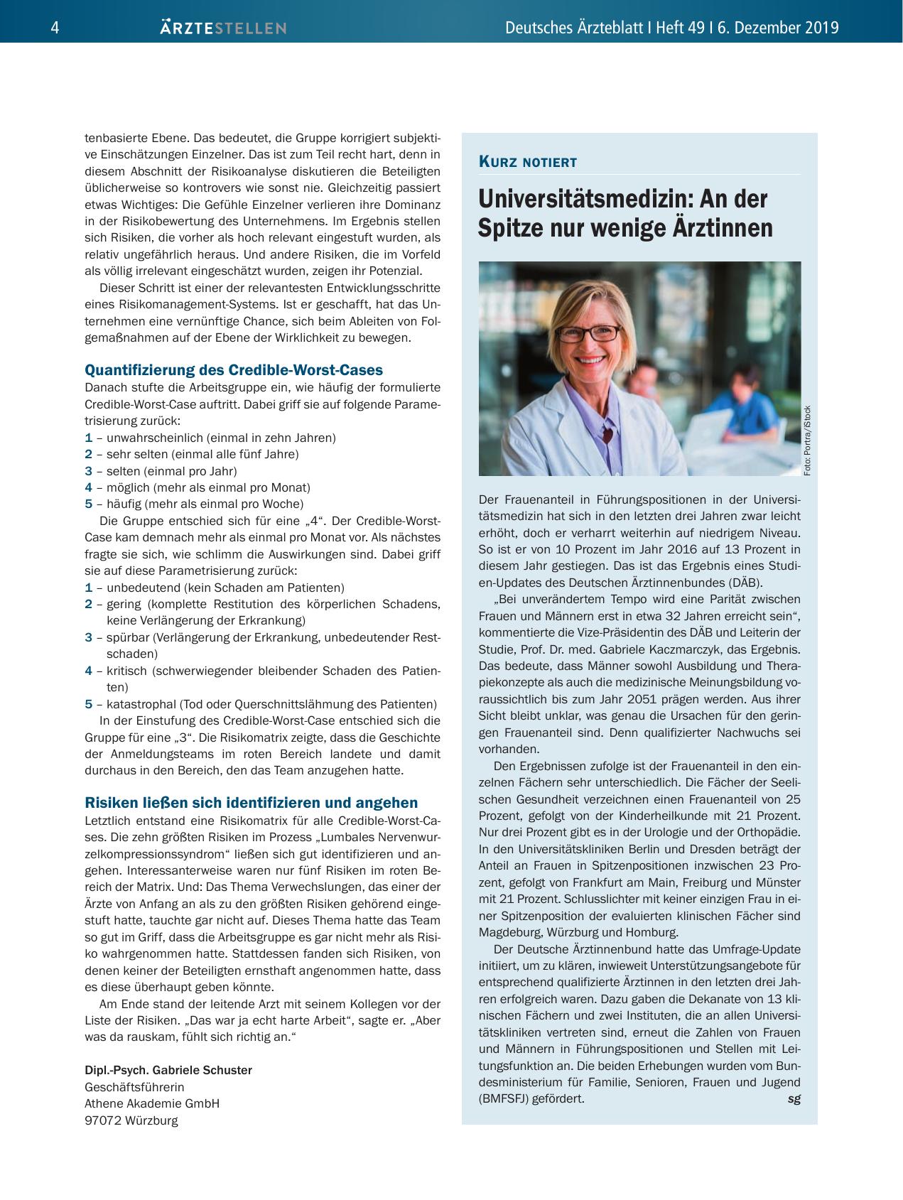 Vorschauseite 1: Universitätsmedizin: An der Spitze nur wenige Ärztinnen