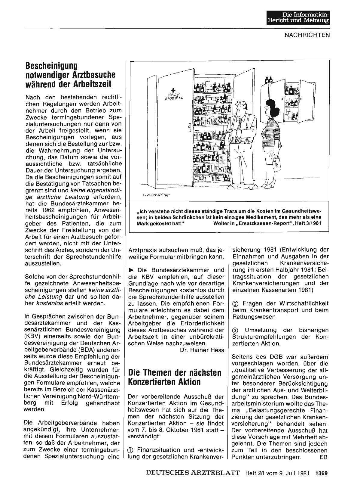 Vorschauseite 1: Die Themen der nächsten Konzertierten Aktion