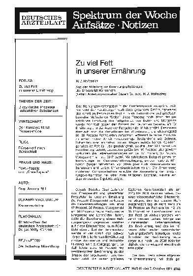 Vorschauseite 1: Zu viel Fett in unserer Ernährung
